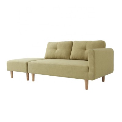 right arm facing sectional corner chaise lounge sofa couch with ottoman footstool green modern