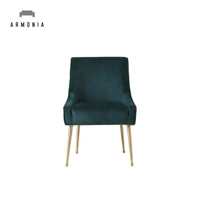 Newly Released Green Velvet Golden Leg Chair For Kitchen,Cafe shop