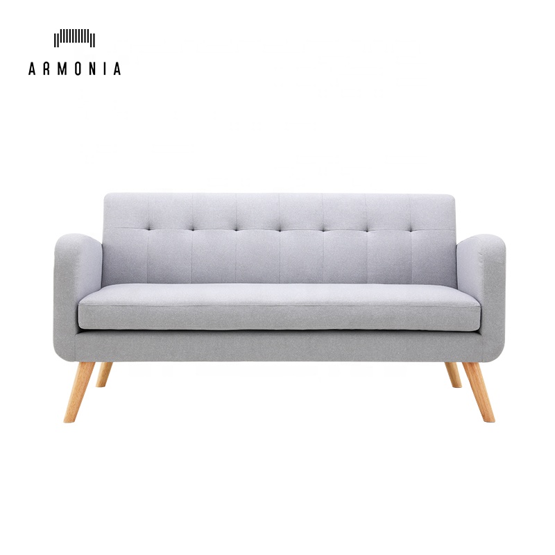 sofa couch settee canape divano chesterfield  tufted 2 seater grey fabric cloth modern nordic living room HN-036