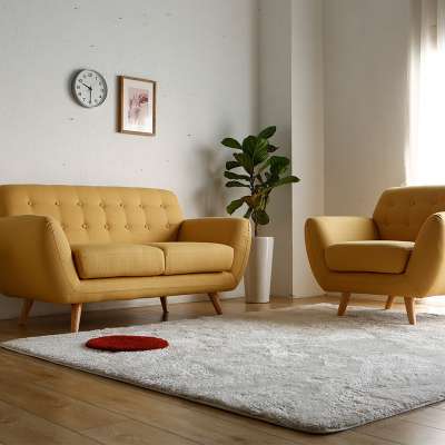 living room furniture 2 seater sofa loveseat and chair set yellow chesterfield modern nordic fabric factory price