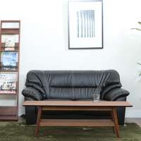 sofa office couch modern waiting living room furniture PU Faux leather black factory wholesale