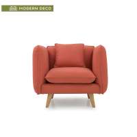 armchair modern contemporary nordic european style lounge living room furniture fabric orange  wooden legs