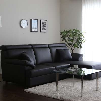 sofa couch chaise lounge sectioanl corner L shape  5 pieces faux pu leather modern living room black